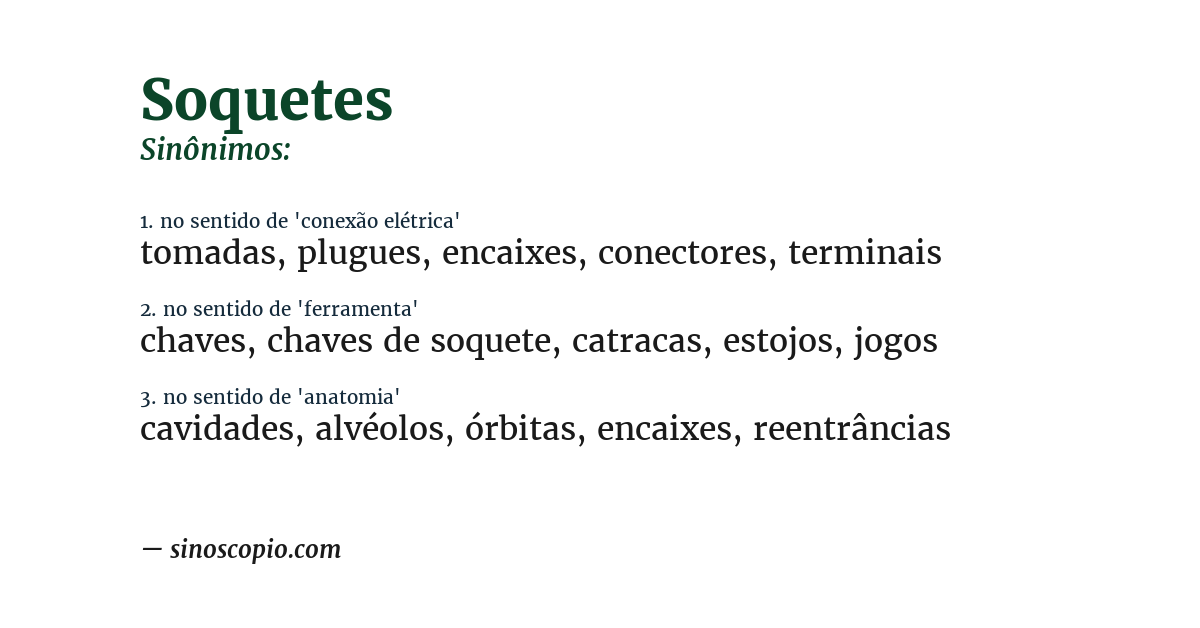 Sinônimo de soquetes