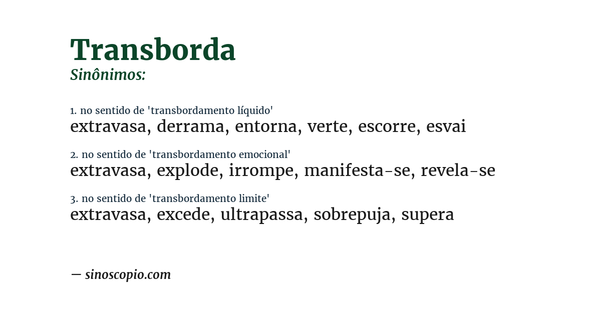 Sinônimo de transborda