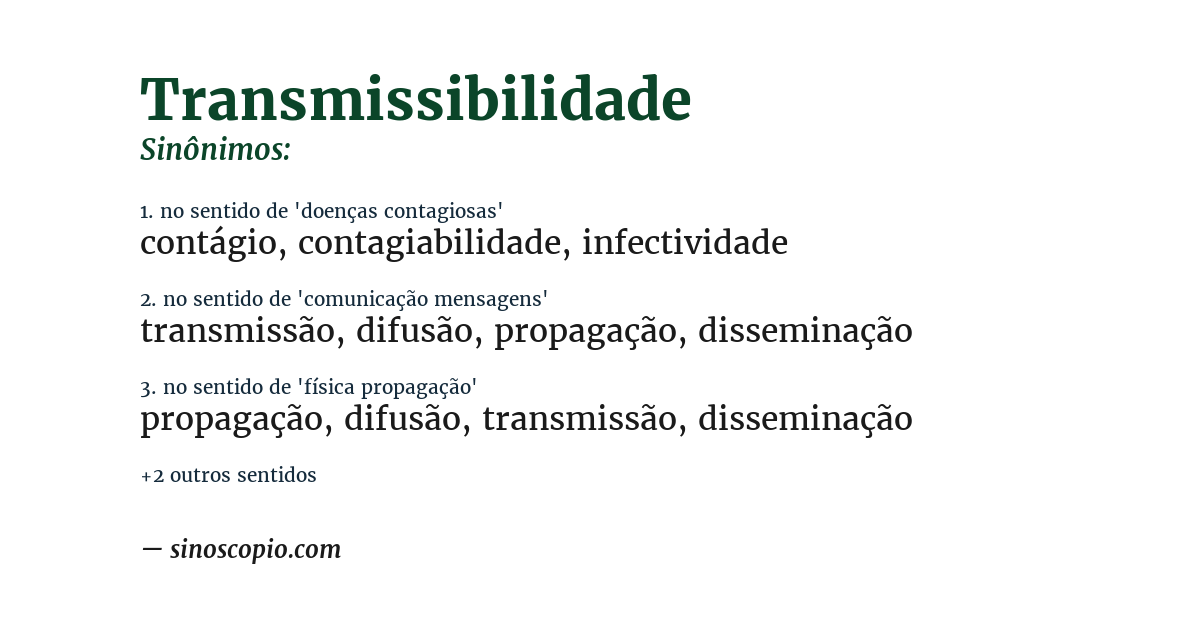 Sinônimo de transmissibilidade