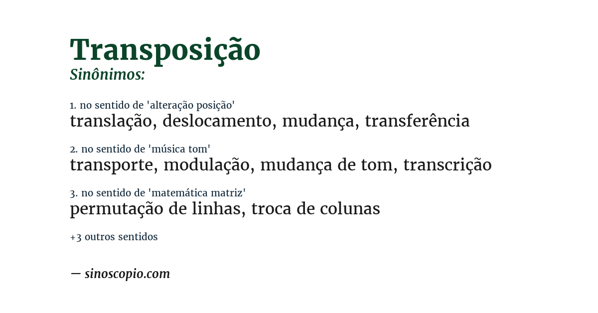 Sinônimo de transposição