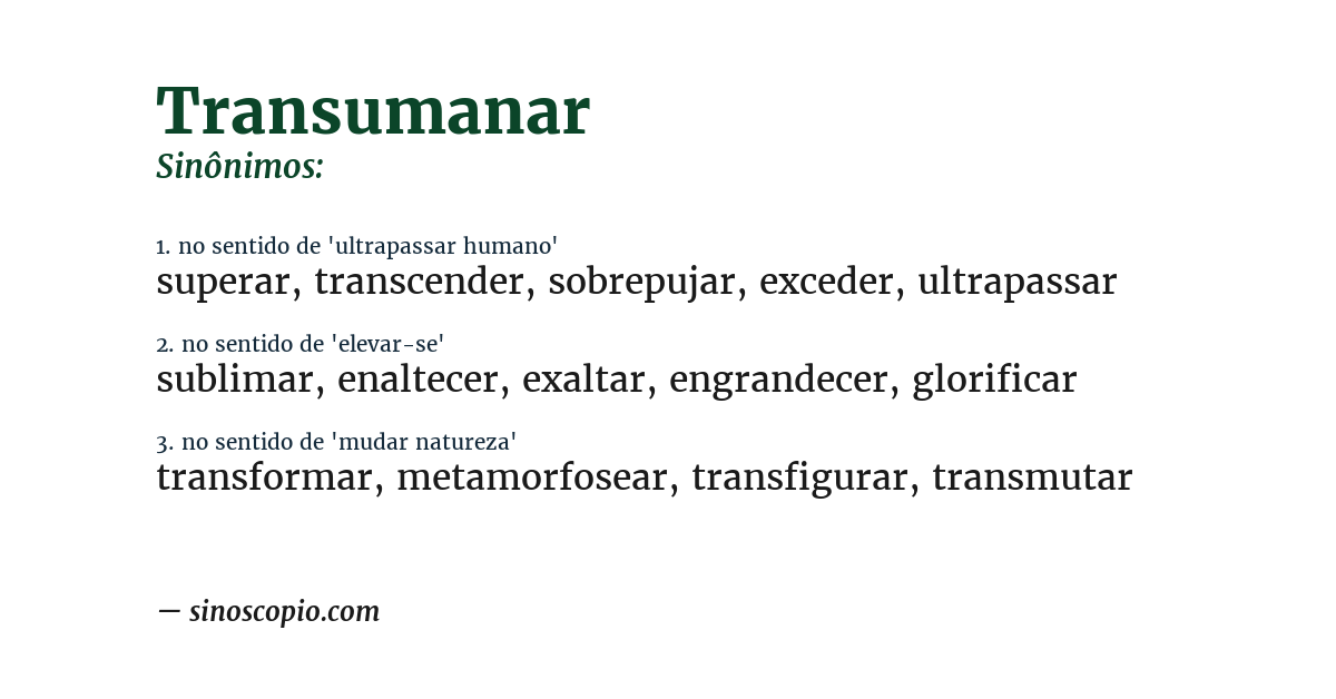 Sinônimo de transumanar