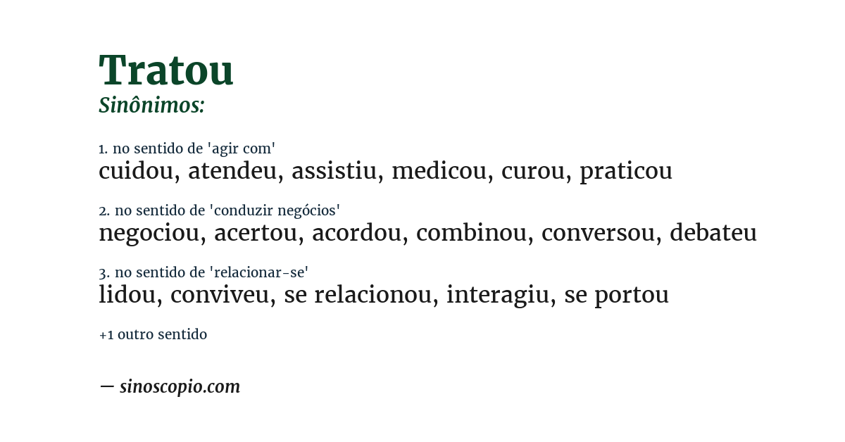 Sinônimo de tratou