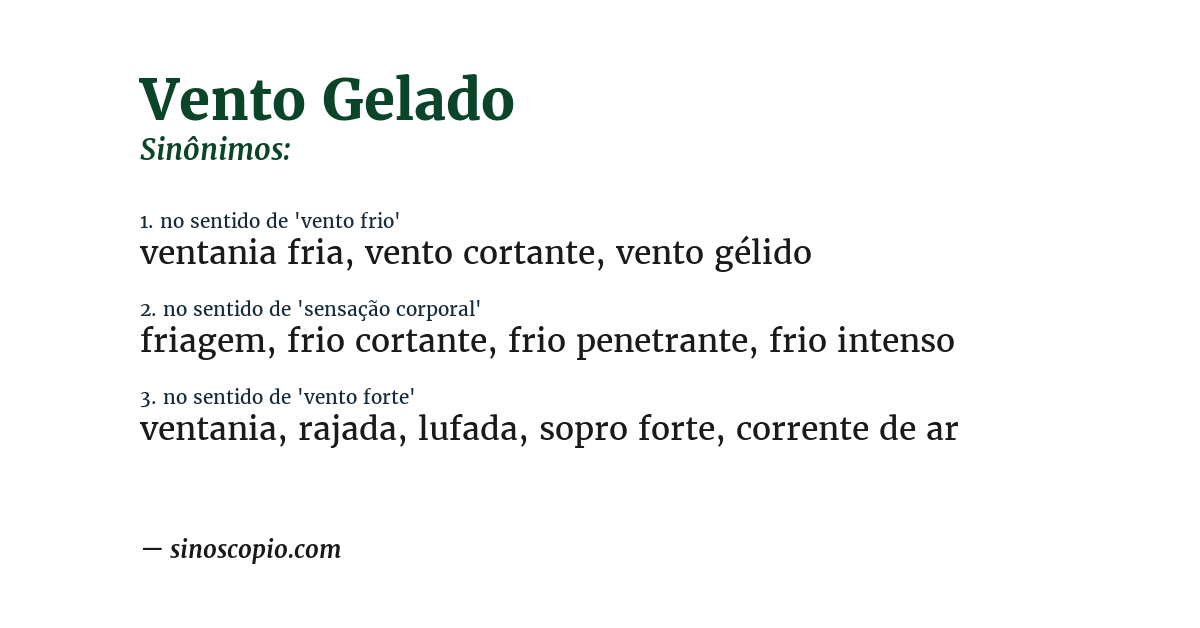 Sinônimo de vento gelado