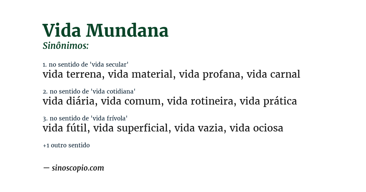 Sinônimo de vida mundana
