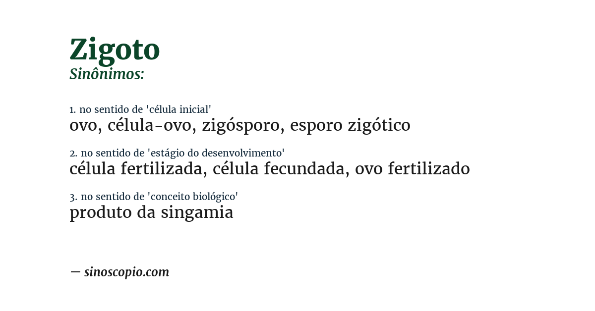 Sinônimo de zigoto