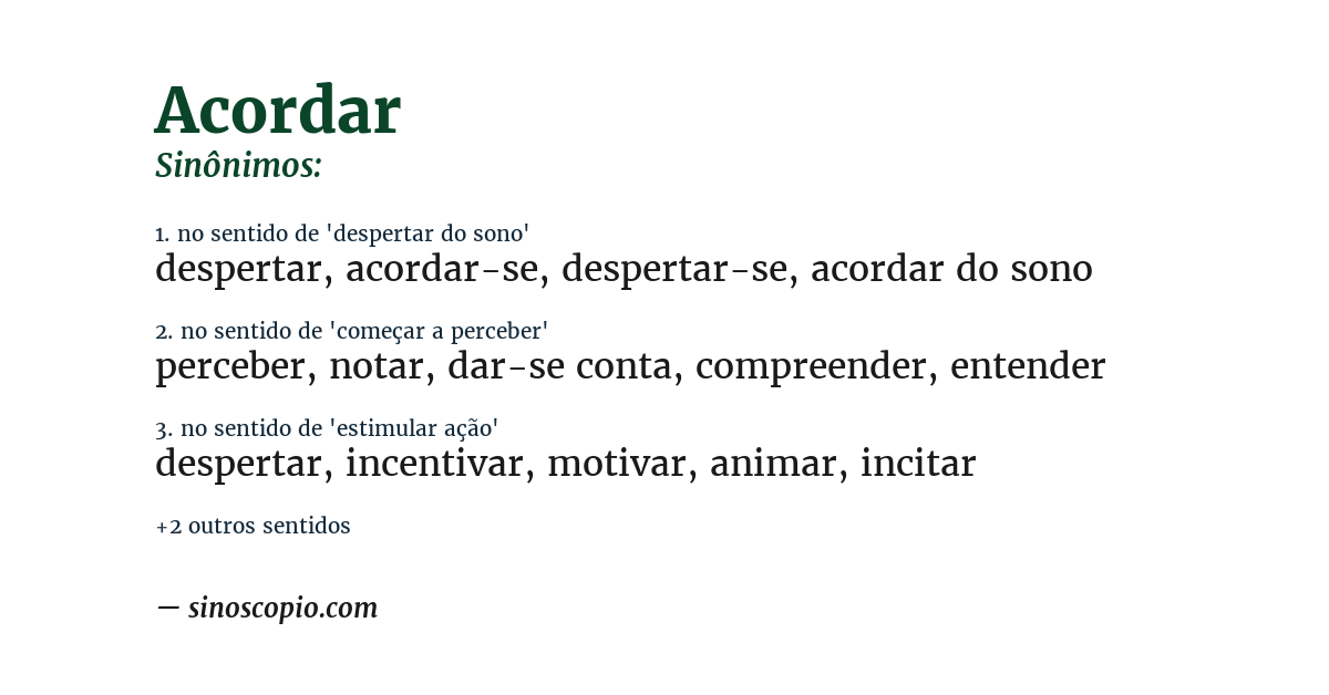 Sinônimo de acordar