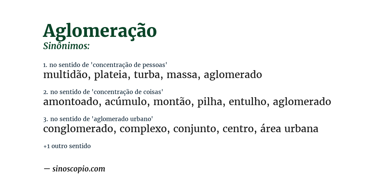 Sinônimo de aglomeração
