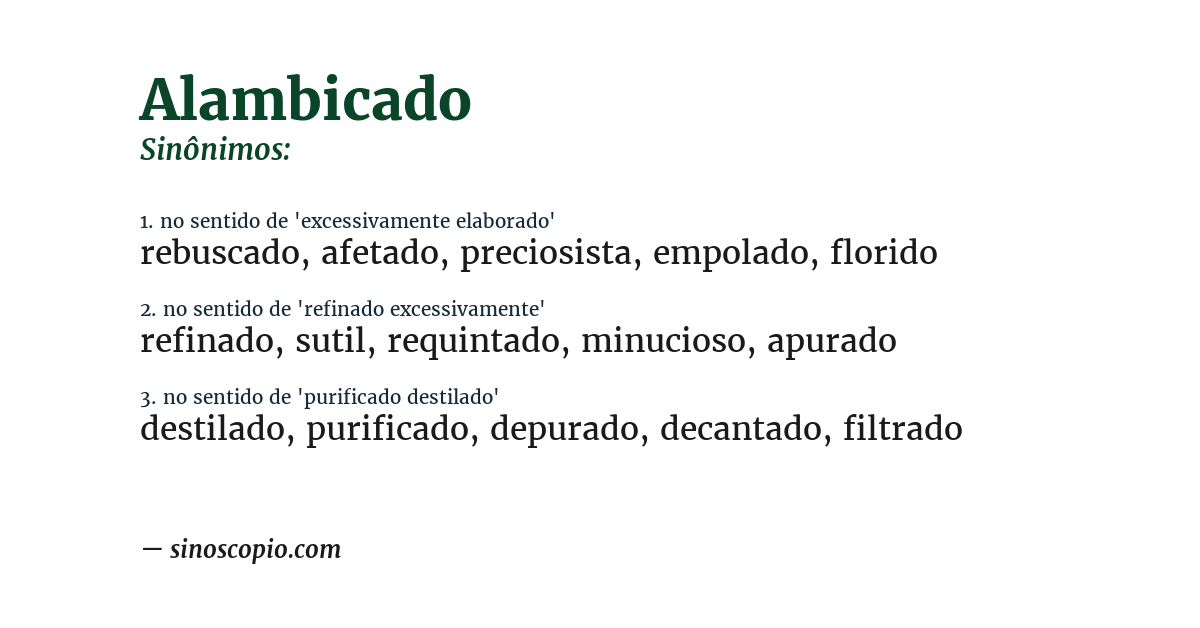 Sinônimo de alambicado