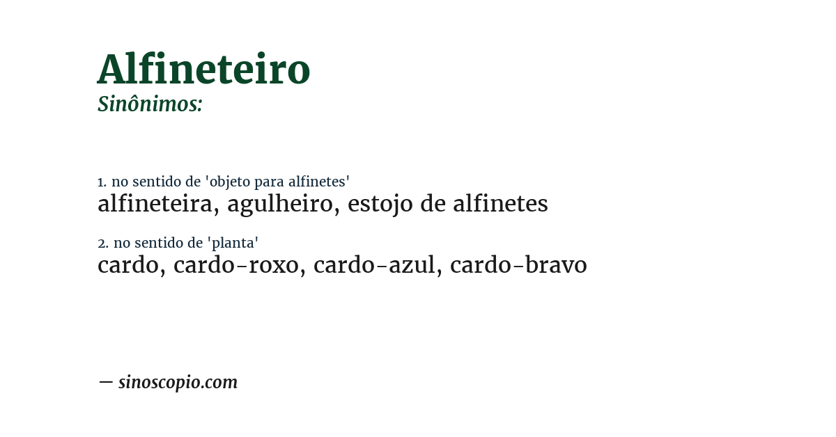 Sinônimo de alfineteiro