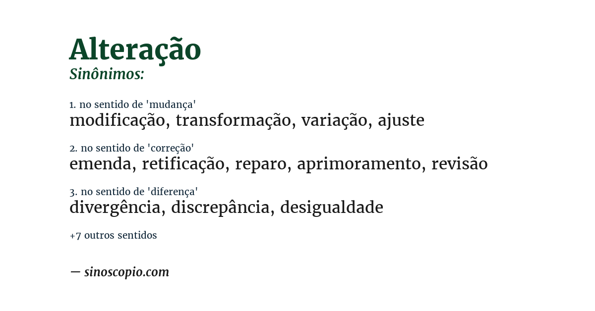 Sinônimo de alteração