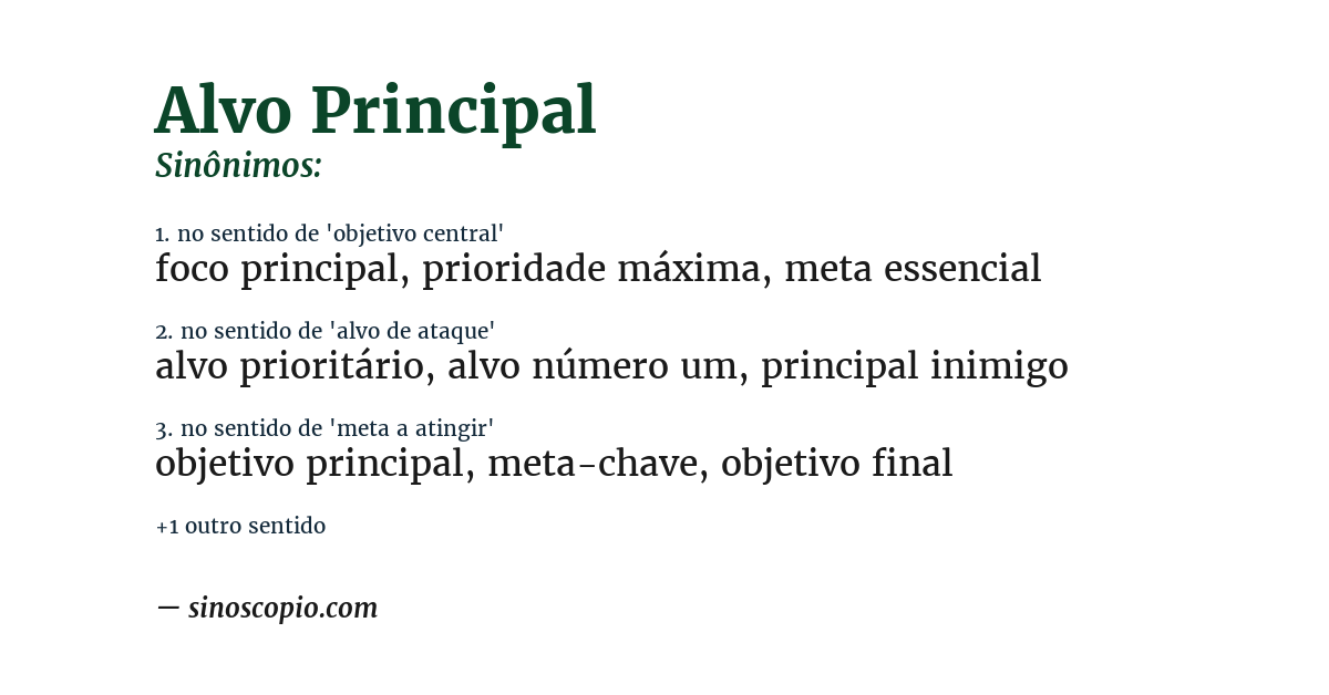 Sinônimo de alvo principal