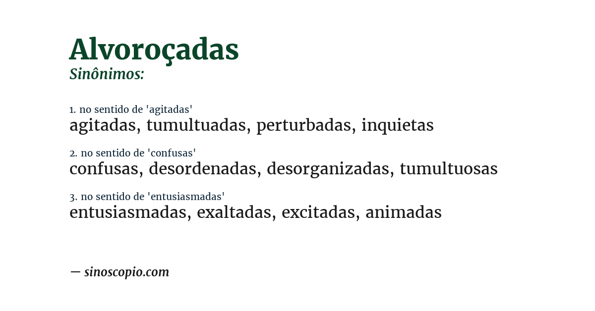 Sinônimo de alvoroçadas