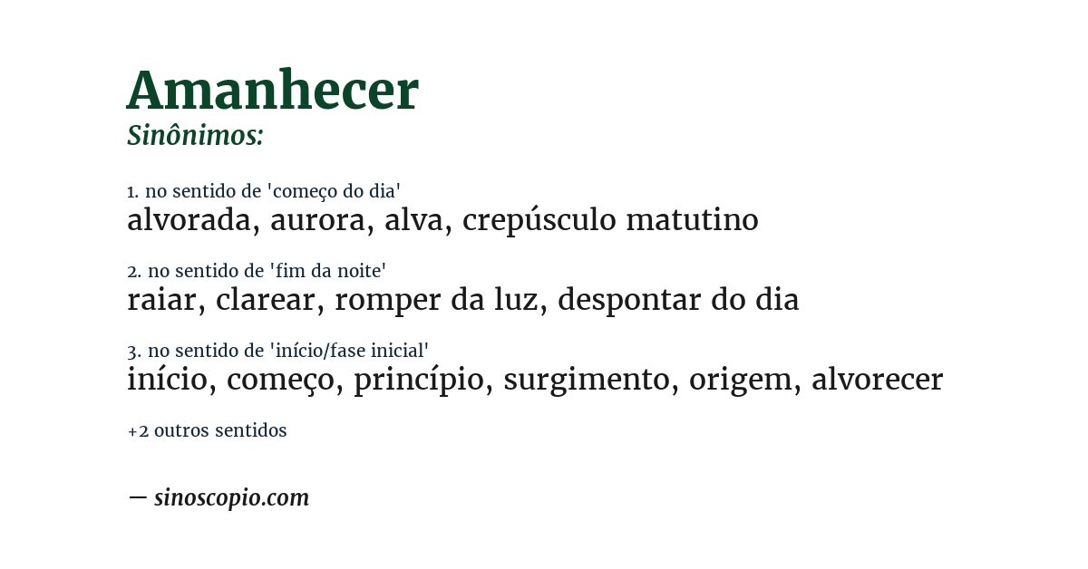 Sinônimo de amanhecer