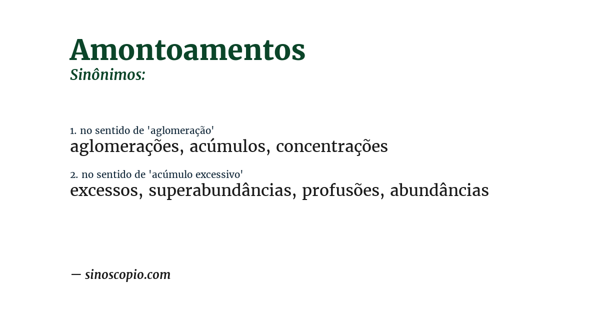 Sinônimo de amontoamentos