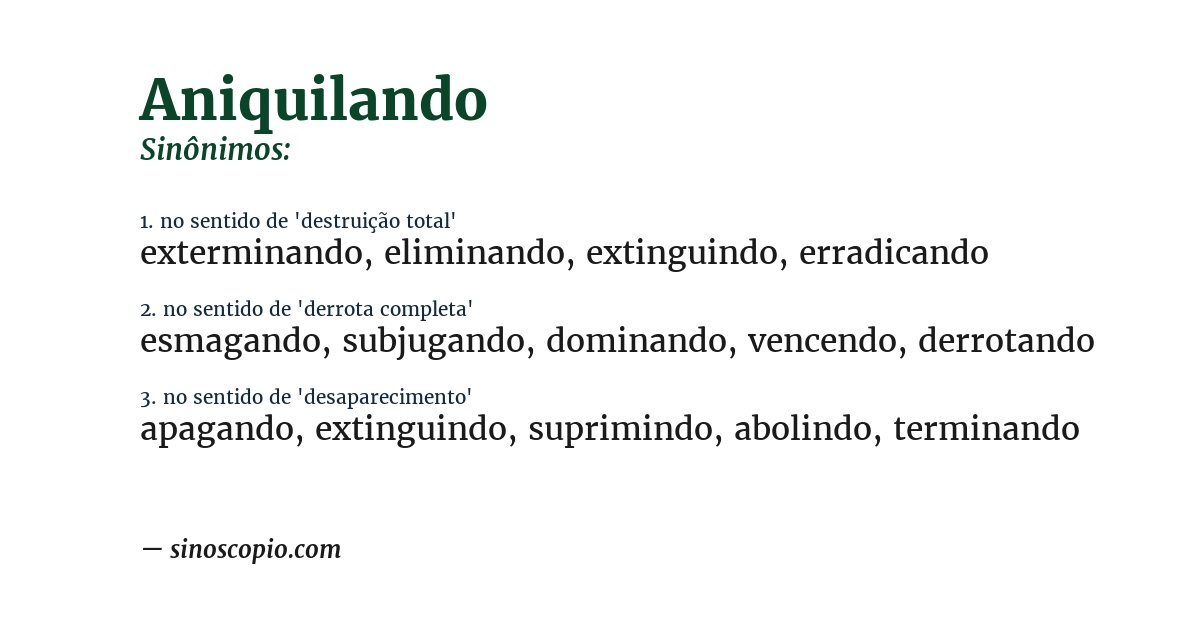 Sinônimo de aniquilando