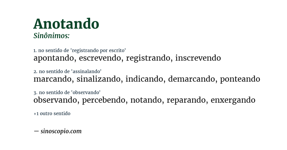 Sinônimo de anotando