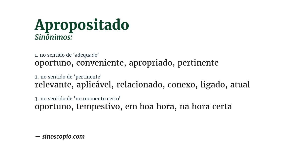Sinônimo de apropositado