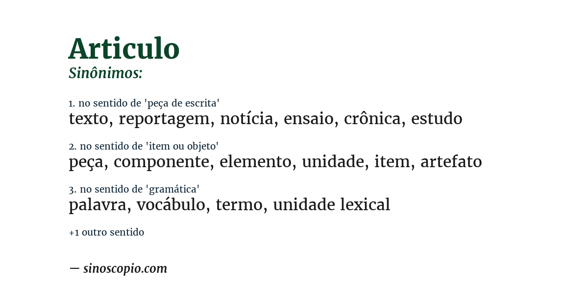 Sinônimo de articulo