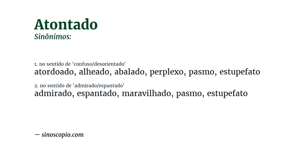 Sinônimo de atontado