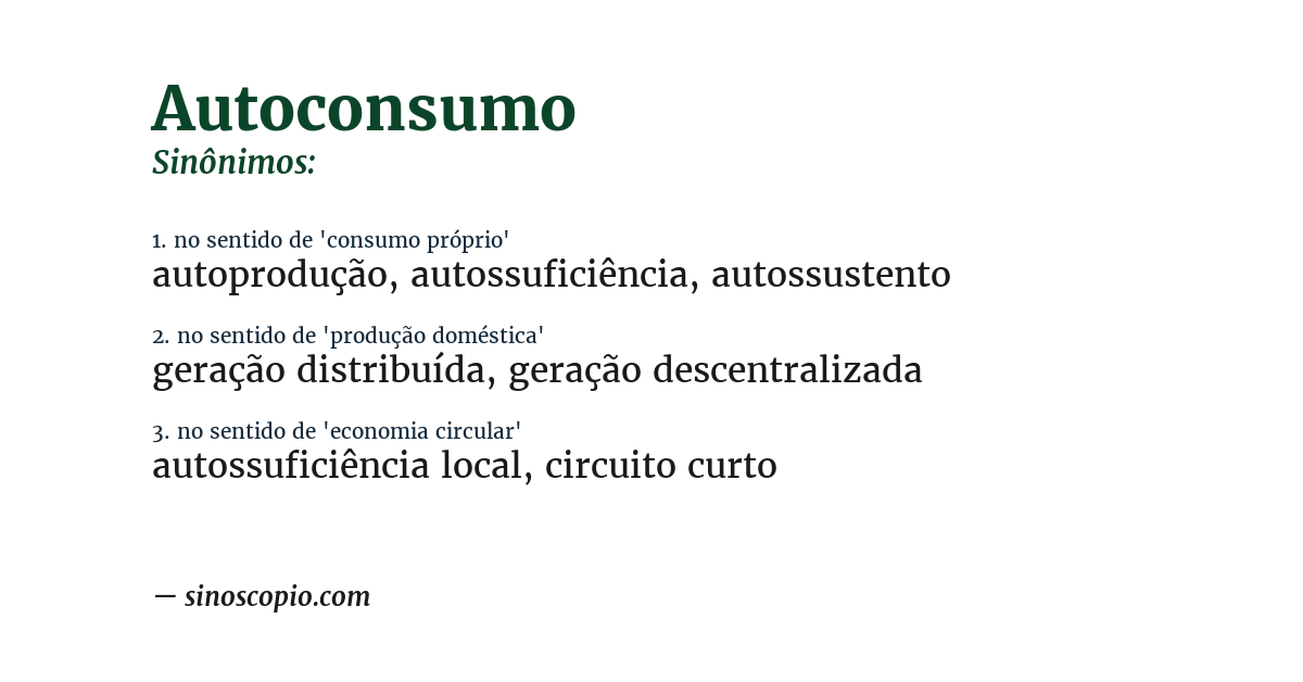 Sinônimo de autoconsumo