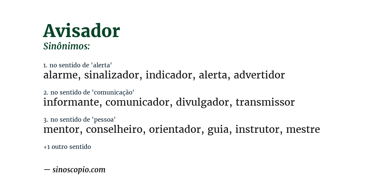 Sinônimo de avisador