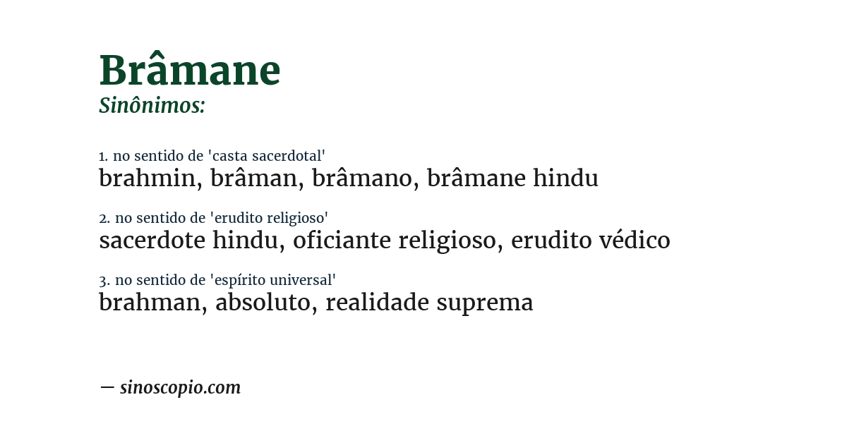 Sinônimo de brâmane