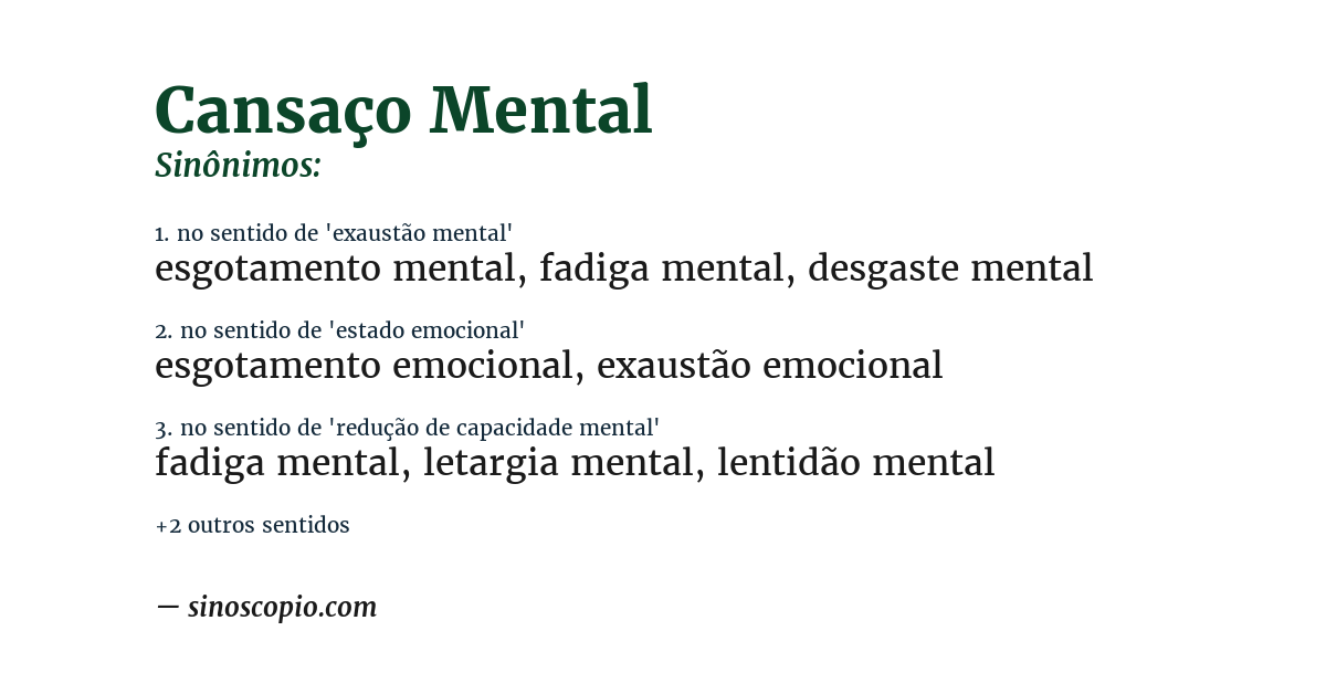 Sinônimo de cansaço mental