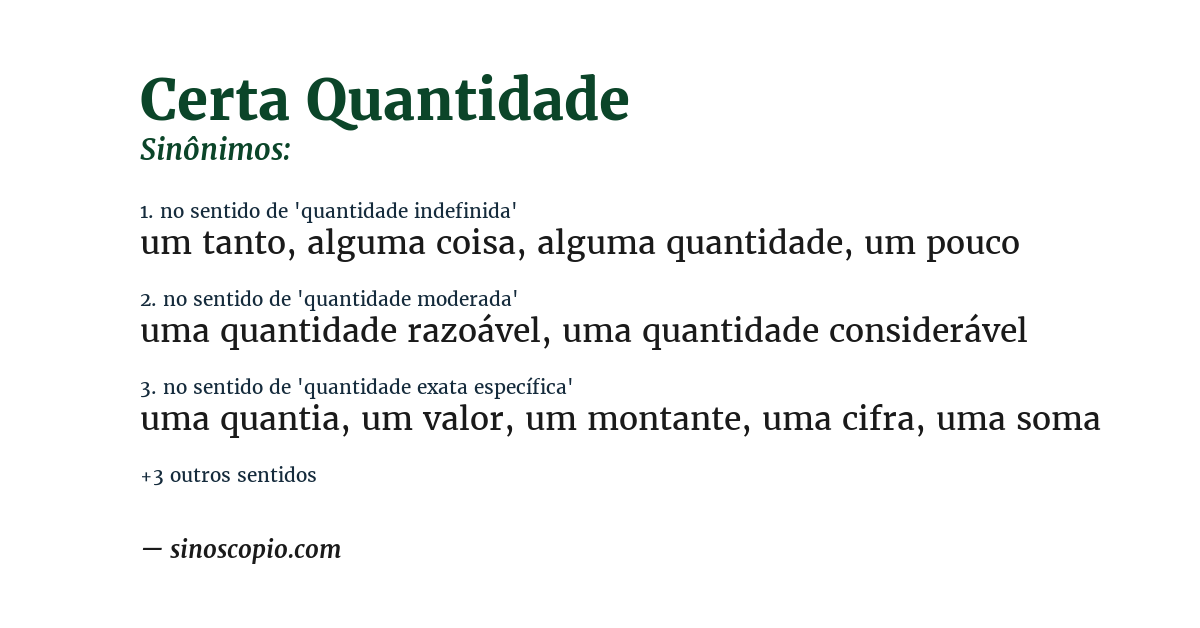 Sinônimo de certa quantidade