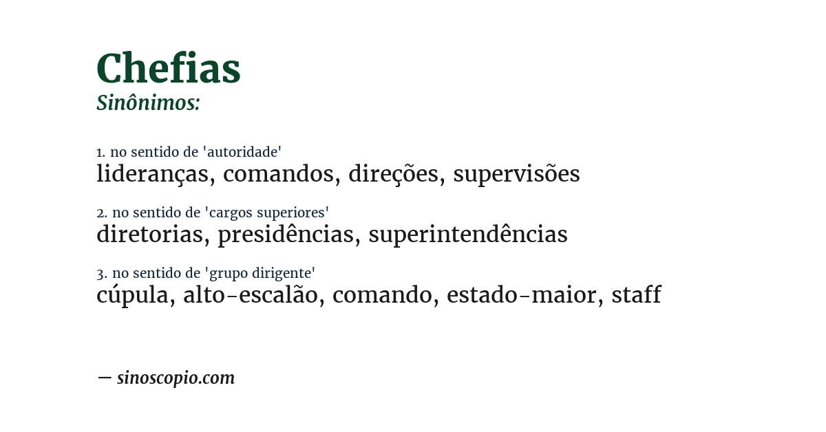 Sinônimo de chefias