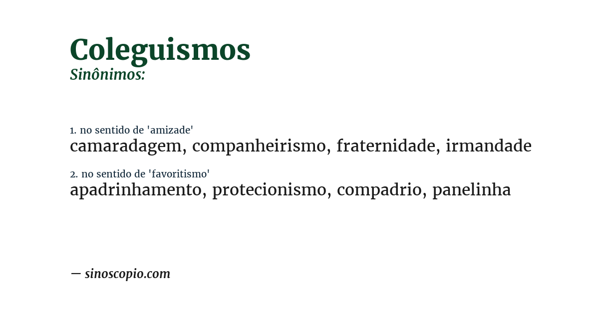 Sinônimo de coleguismos