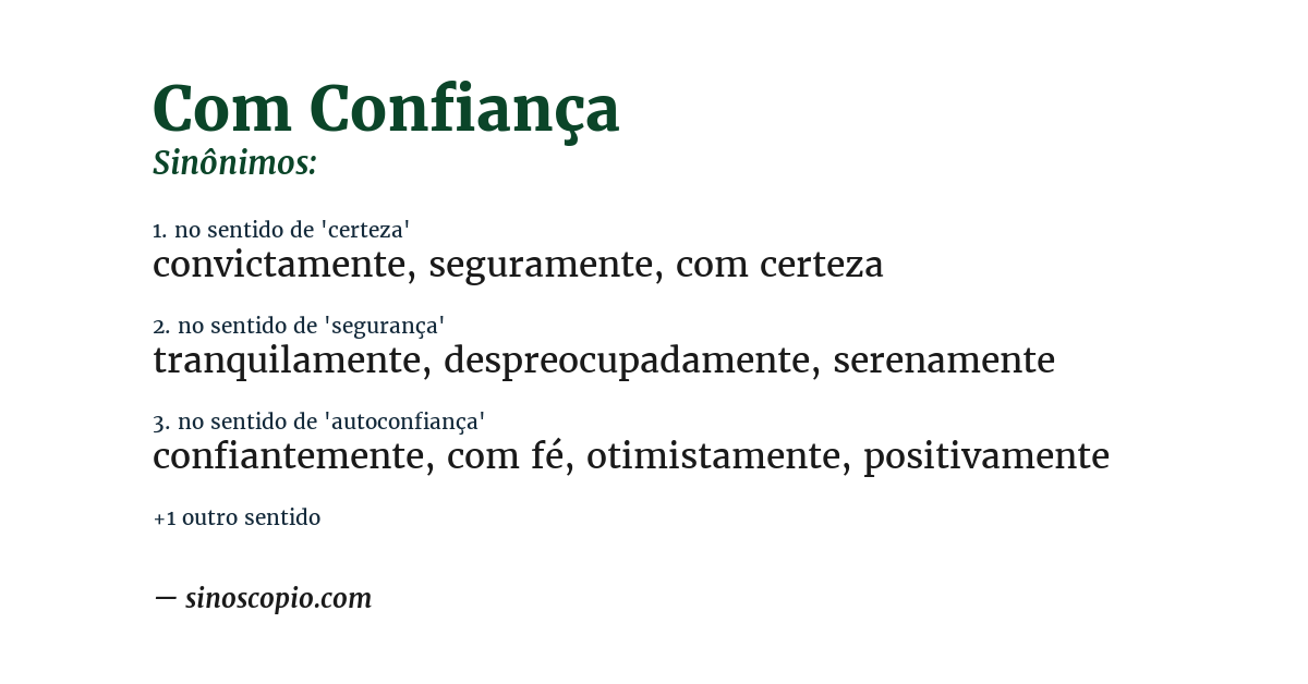 Sinônimo de com confiança