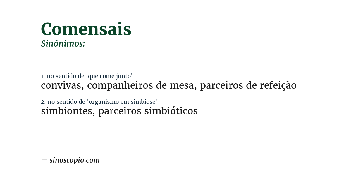 Sinônimo de comensais