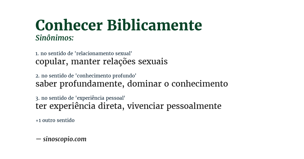 Sinônimo de conhecer biblicamente