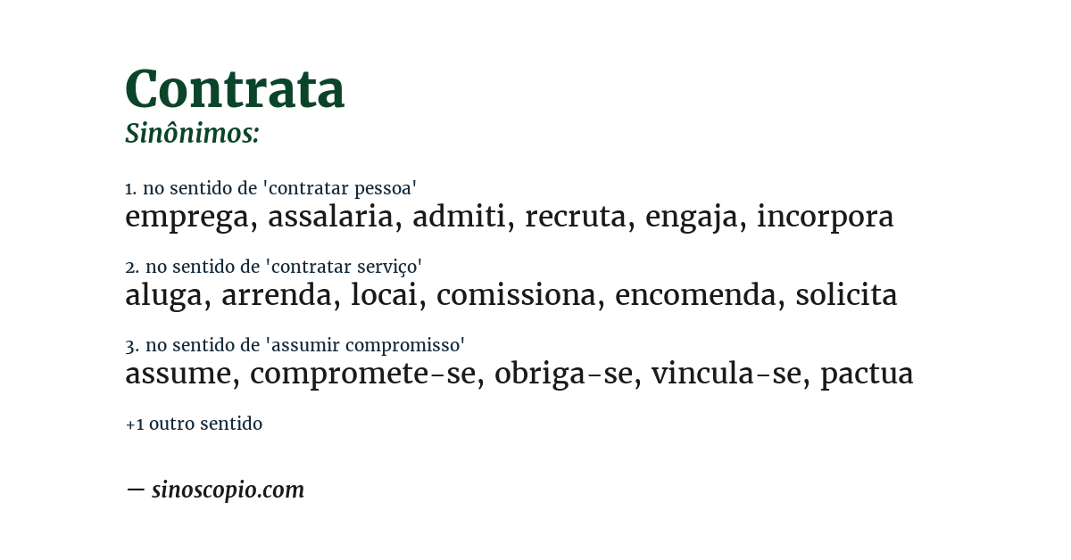 Sinônimo de contrata