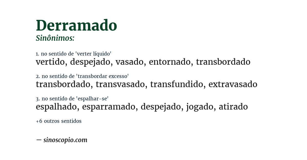 Sinônimo de derramado