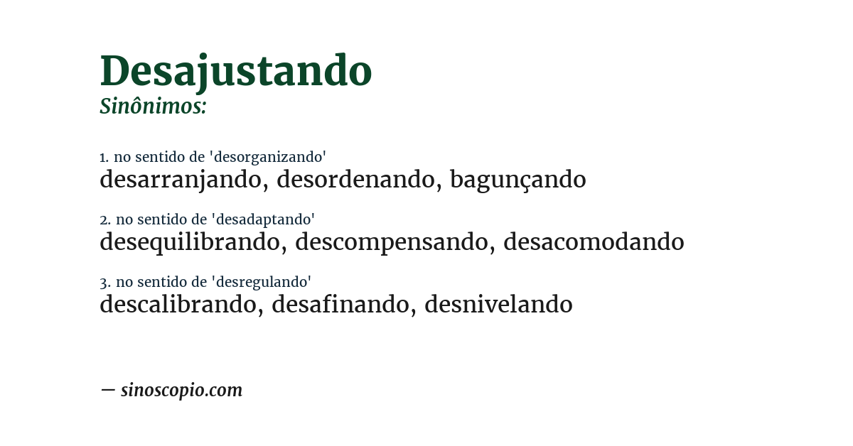 Sinônimo de desajustando