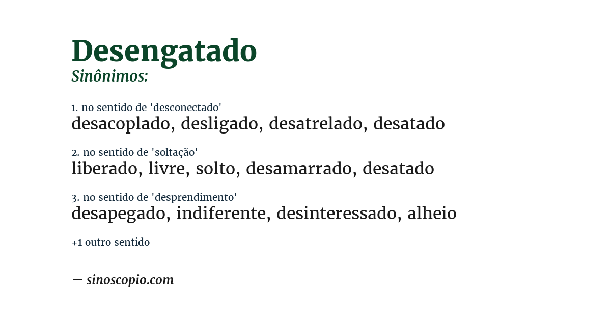 Sinônimo de desengatado