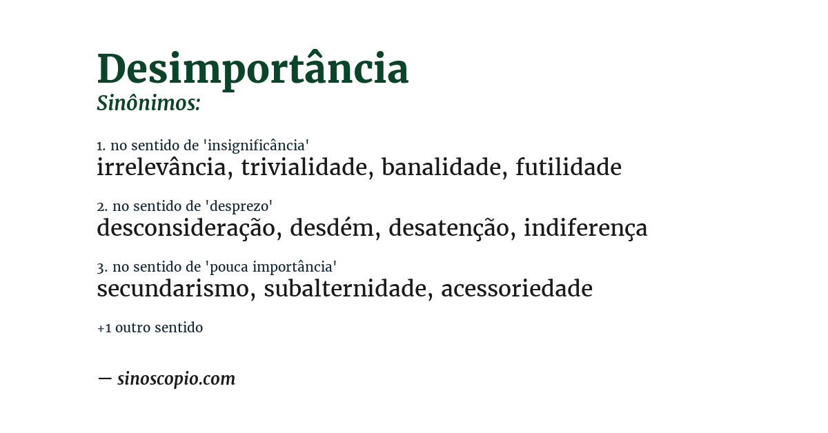 Sinônimo de desimportância