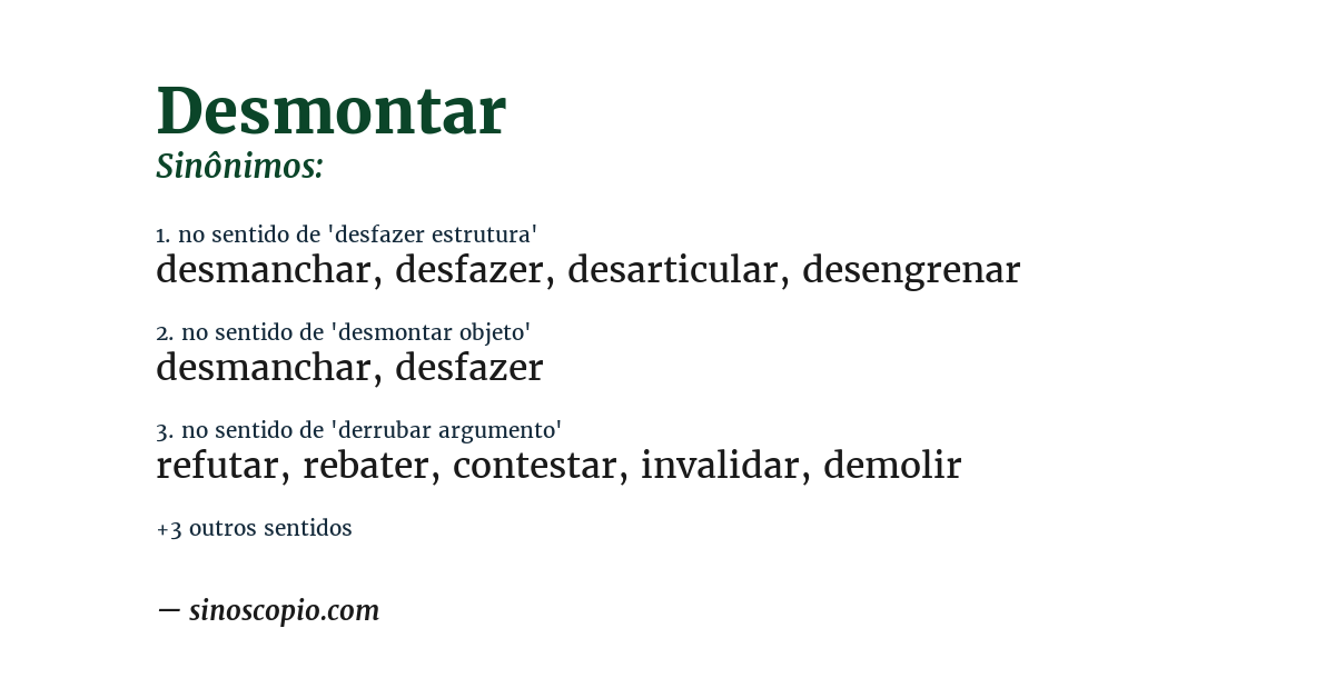 Sinônimo de desmontar