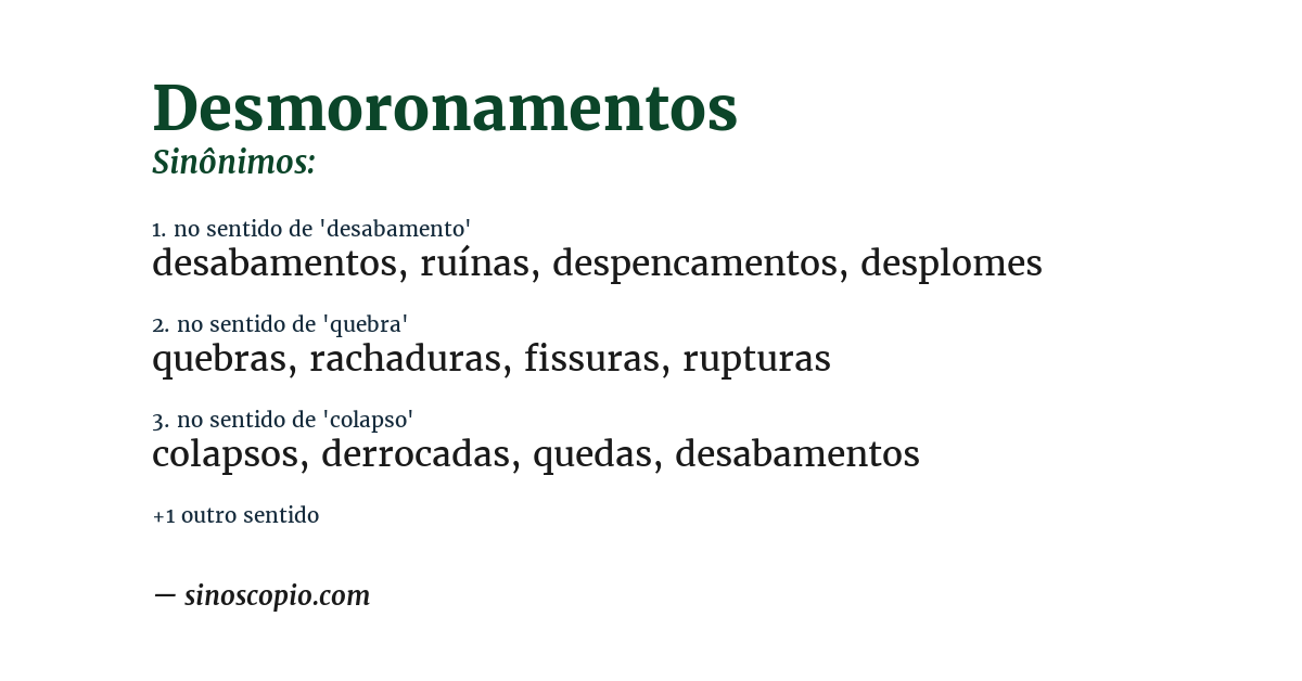 Sinônimo de desmoronamentos