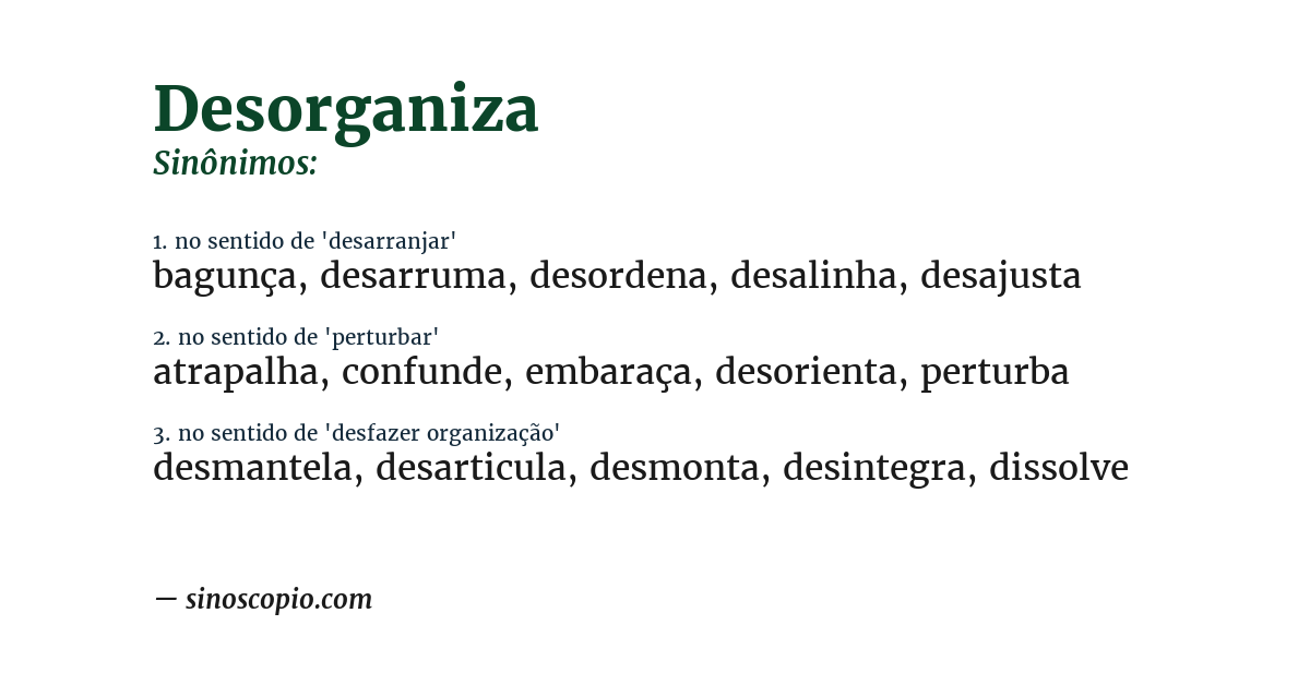 Sinônimo de desorganiza