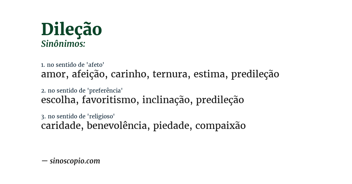 Sinônimo de dileção