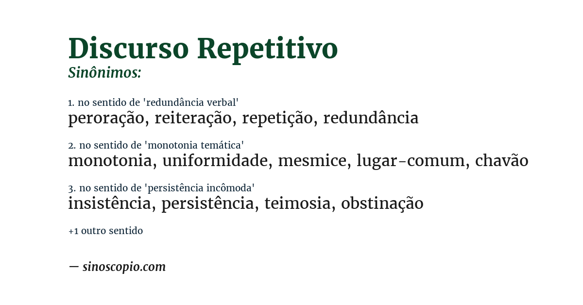 Sinônimo de discurso repetitivo