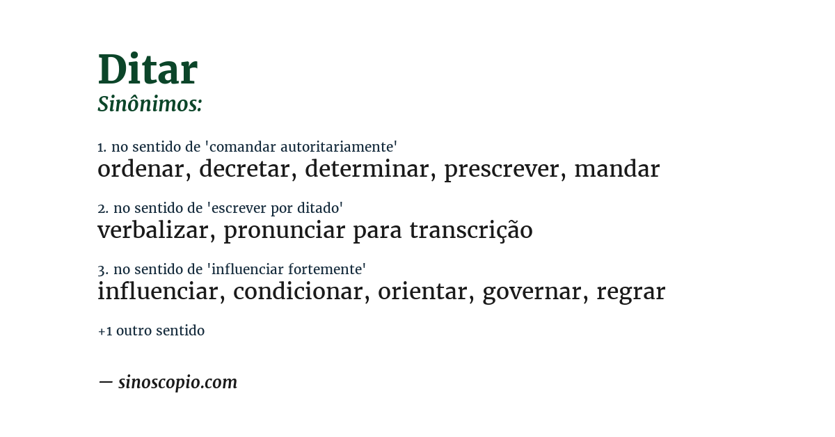 Sinônimo de ditar