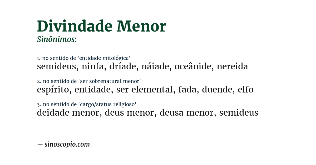 Sinônimo de divindade menor