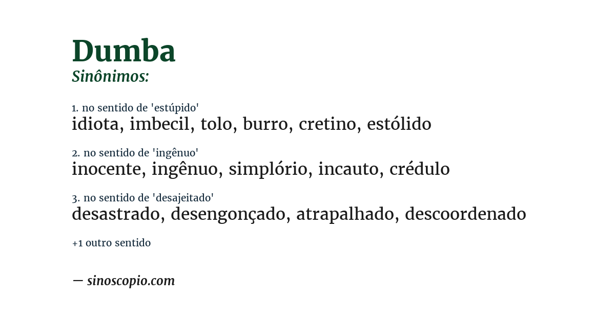 Sinônimo de dumba