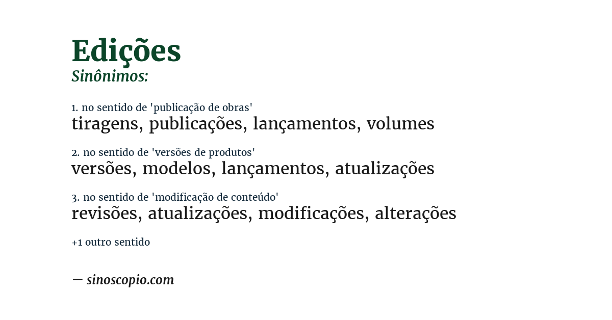Sinônimo de edições