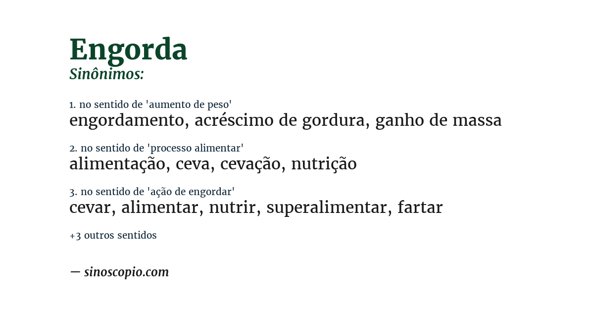 Sinônimo de engorda