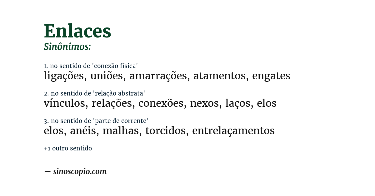 Sinônimo de enlaces