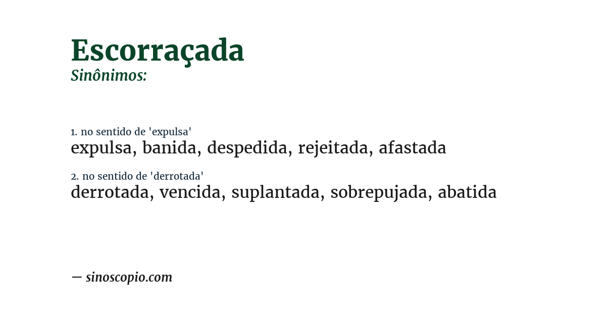Sinônimo de escorraçada